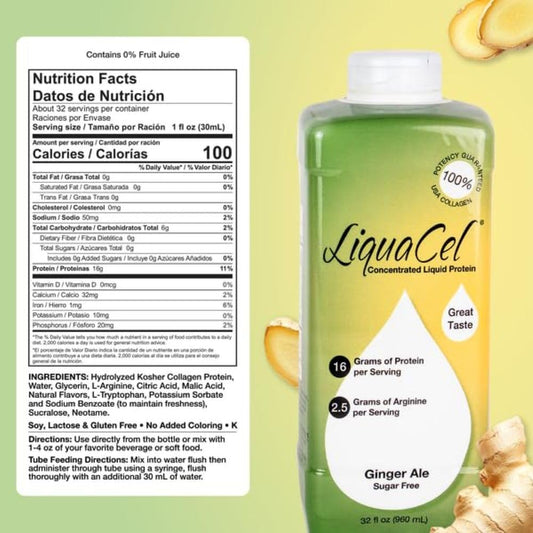 LiquaCel 1oz serving measure highlights precise portion control for daily protein intake