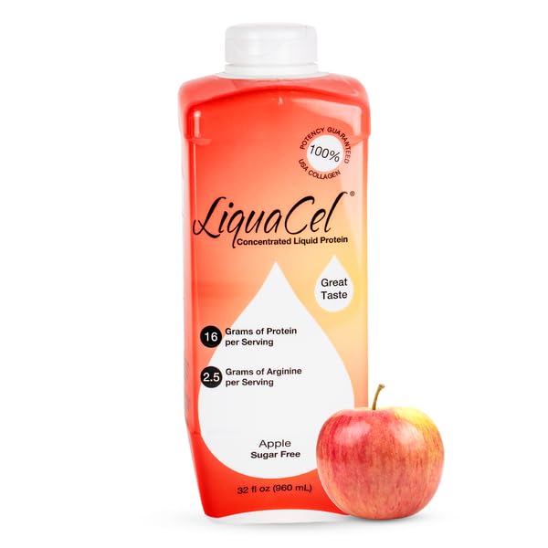 LiquaCel Apple bottle front view highlighting flavor and protein richness for daily use.