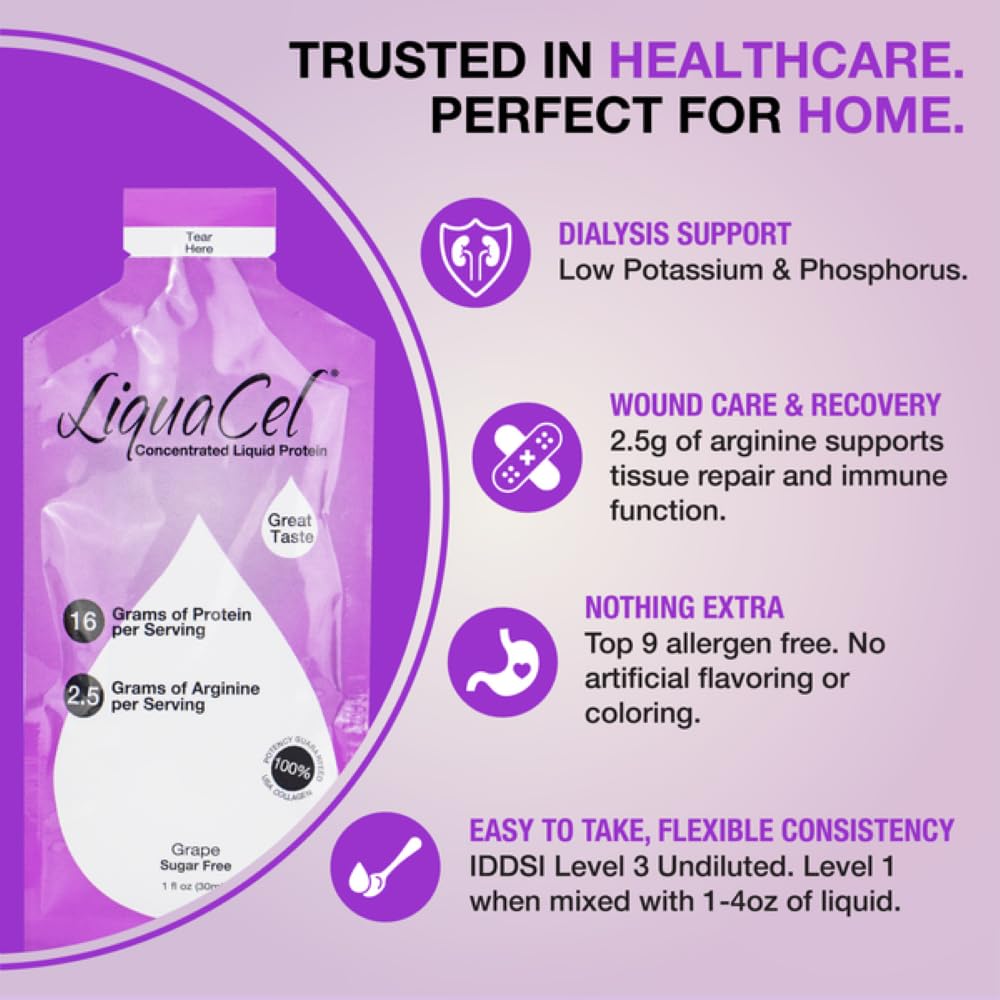 LiquaCel 2.5g arginine per packet adds amino acid support