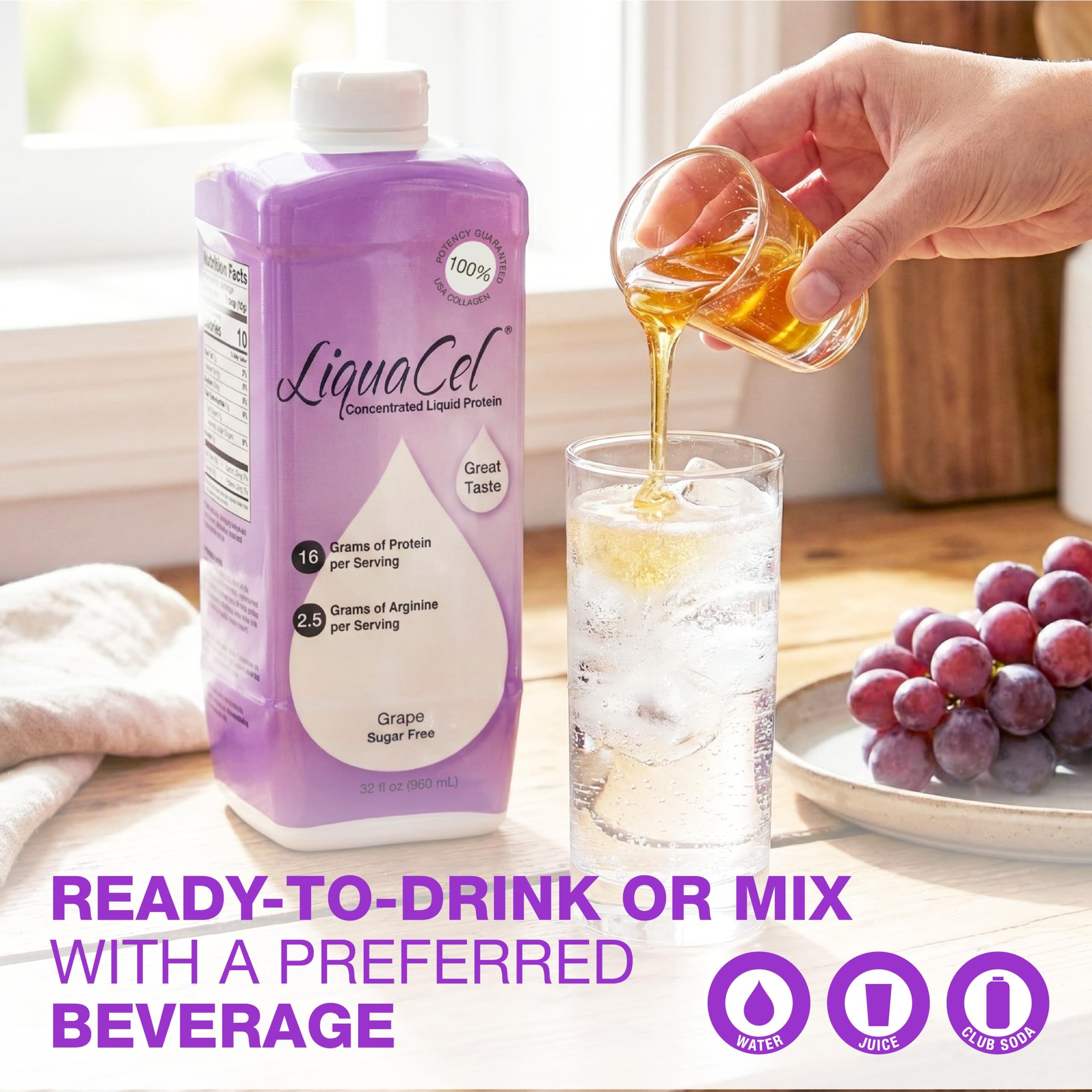 LiquaCel prepared with a measuring cup for easy portioning