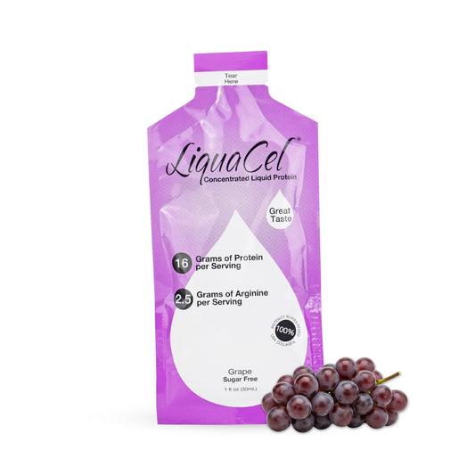 LiquaCel grape-flavor packet ready-to-drink for a quick protein boost