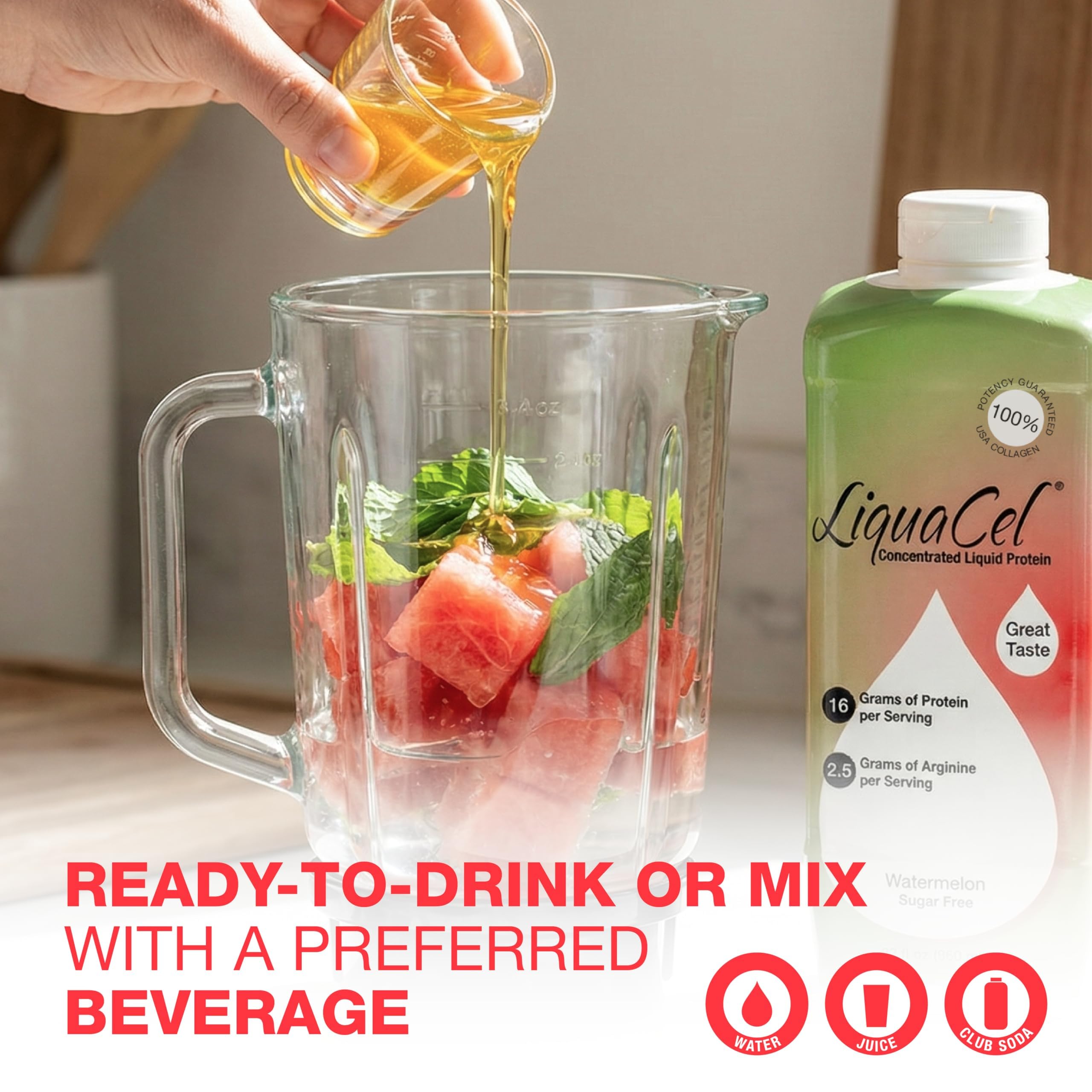 LiquaCel mix with water or juice for versatile daily use.