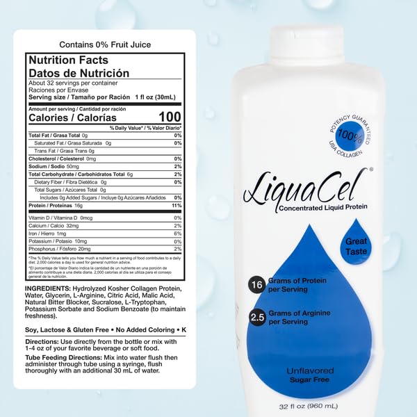 LiquaCel unflavored liquid protein ready to mix into beverages