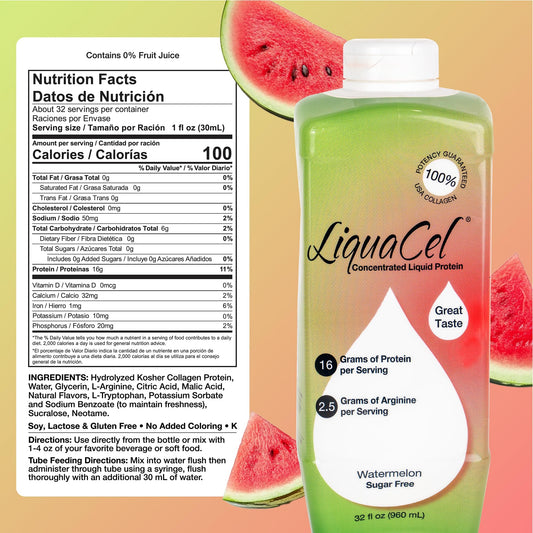 LiquaCel Watermelon 1oz serving pour demonstrates convenient ready-to-drink option.