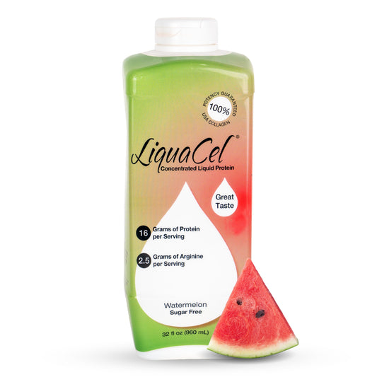 LiquaCel Watermelon concentrated liquid protein bottle for easy daily protein support.