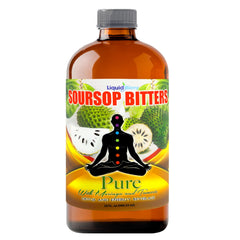 LIQUID BLENZ Pure Soursop Bitters bottle highlighting detox support and herbal blend