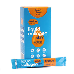 Liquid Collagen Stix bottle pour highlights easy, on-the-go collagen intake.