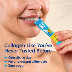 Liquid Collagen Stix grass-fed bovine protein highlights clean, natural sourcing.