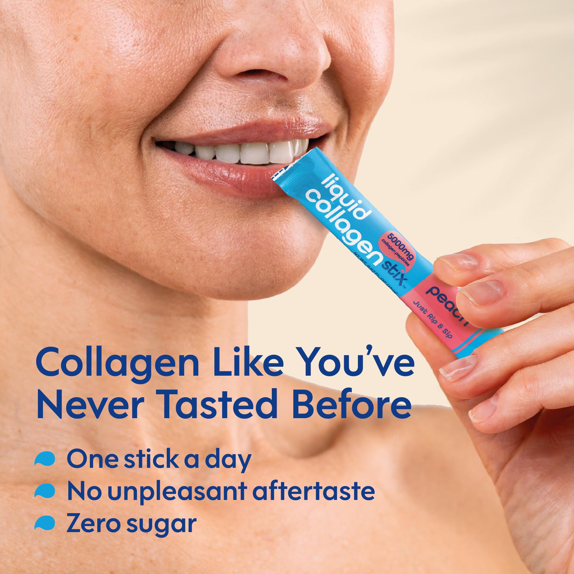 Pack of Liquid Collagen Stix shots (28-count) for daily use