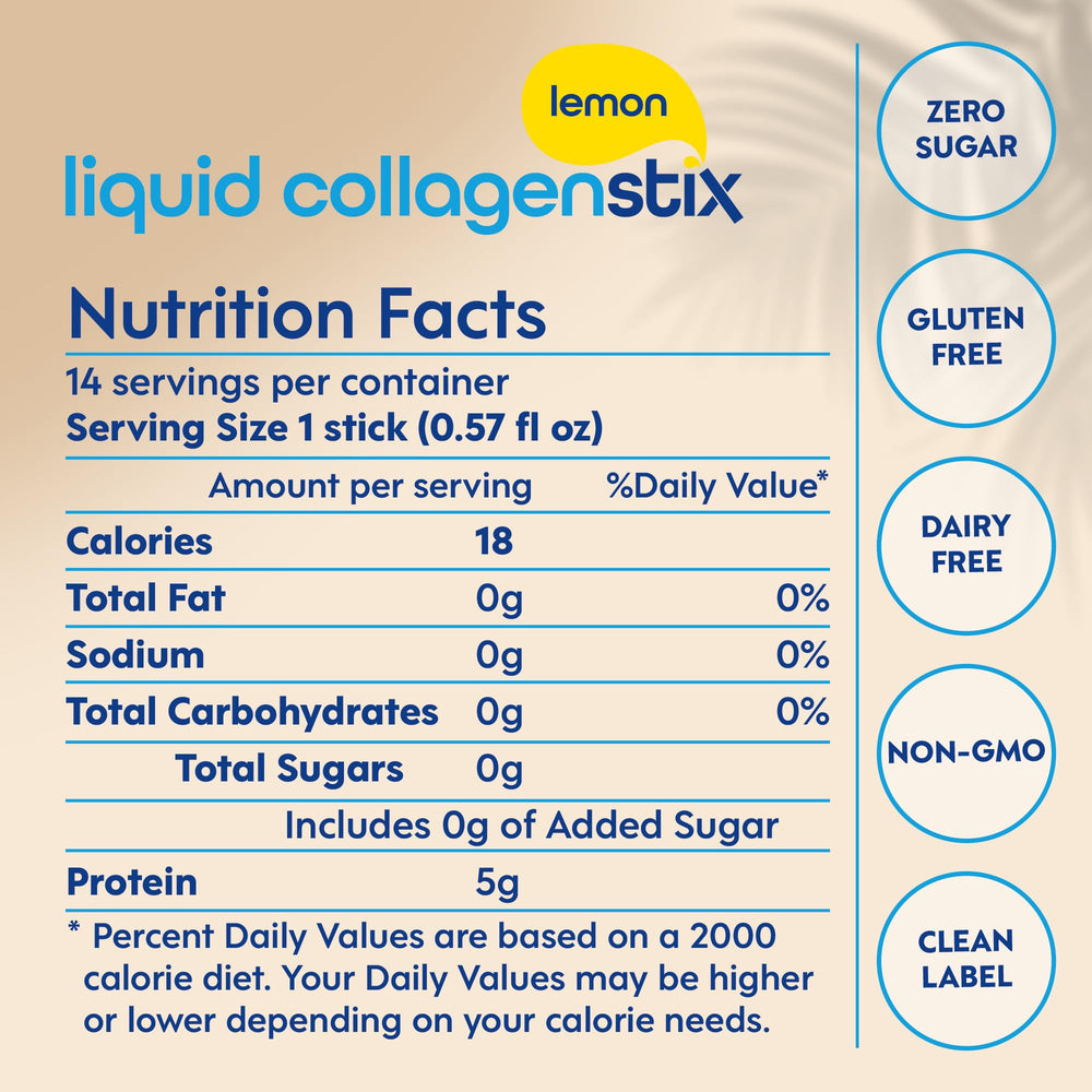 Liquid Collagen Stix USA-made seal suggests quality manufacturing and domestic production.