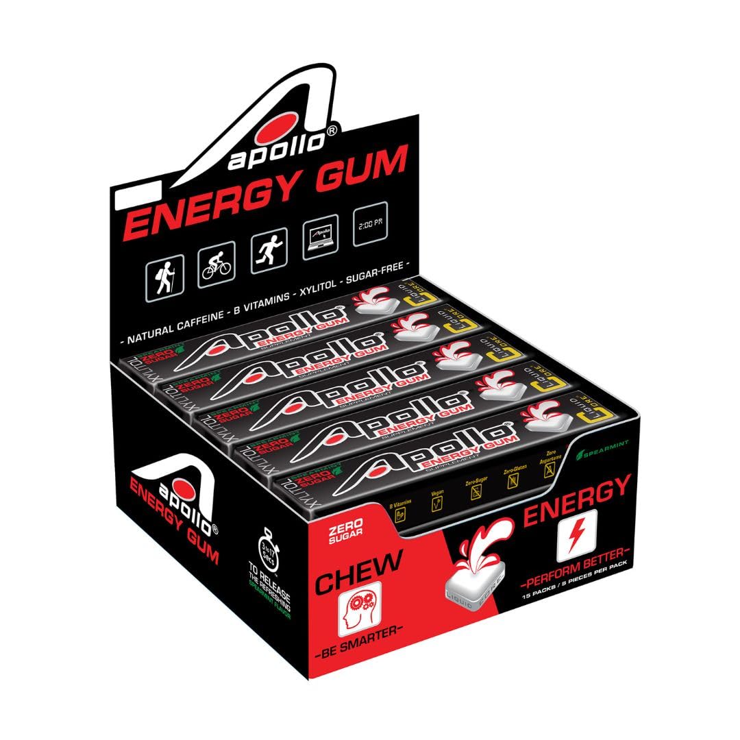 Liquid Core Apollo Energy Gum with liquid center delivering a quick energy boost