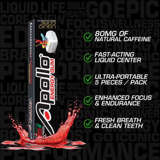 Apollo Energy Gum single piece provides a fast energy boost.