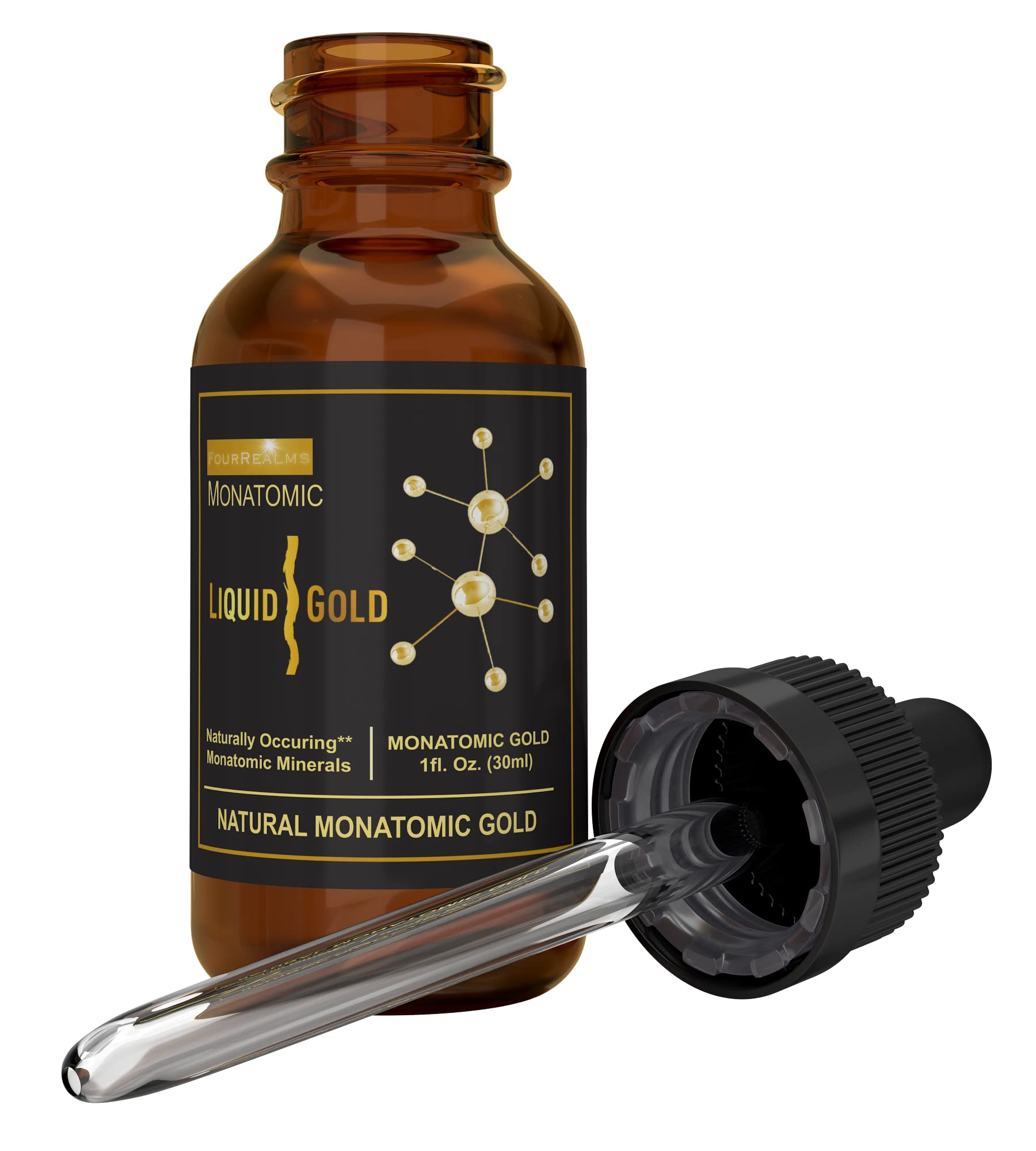 Liquid Gold ORMUS bottle front view showcasing pure monatomic gold for daily wellness.