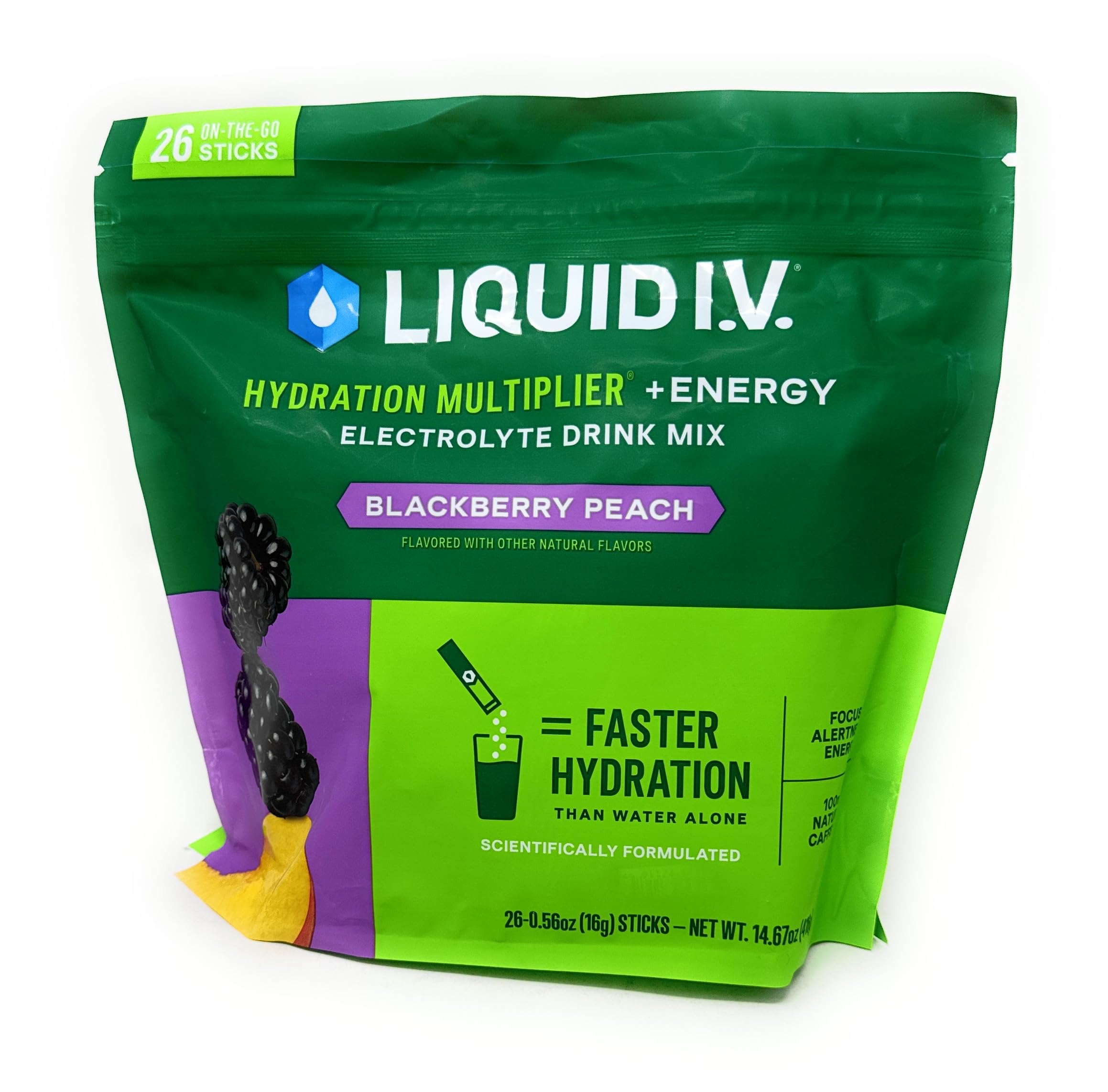 Liquid I.V. hydration multiplier Blackberry Peach stick packs for on-the-go hydration