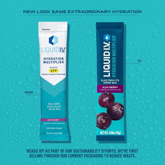 Liquid I.V. Acai Berry glass with prepared hydration ready to sip.