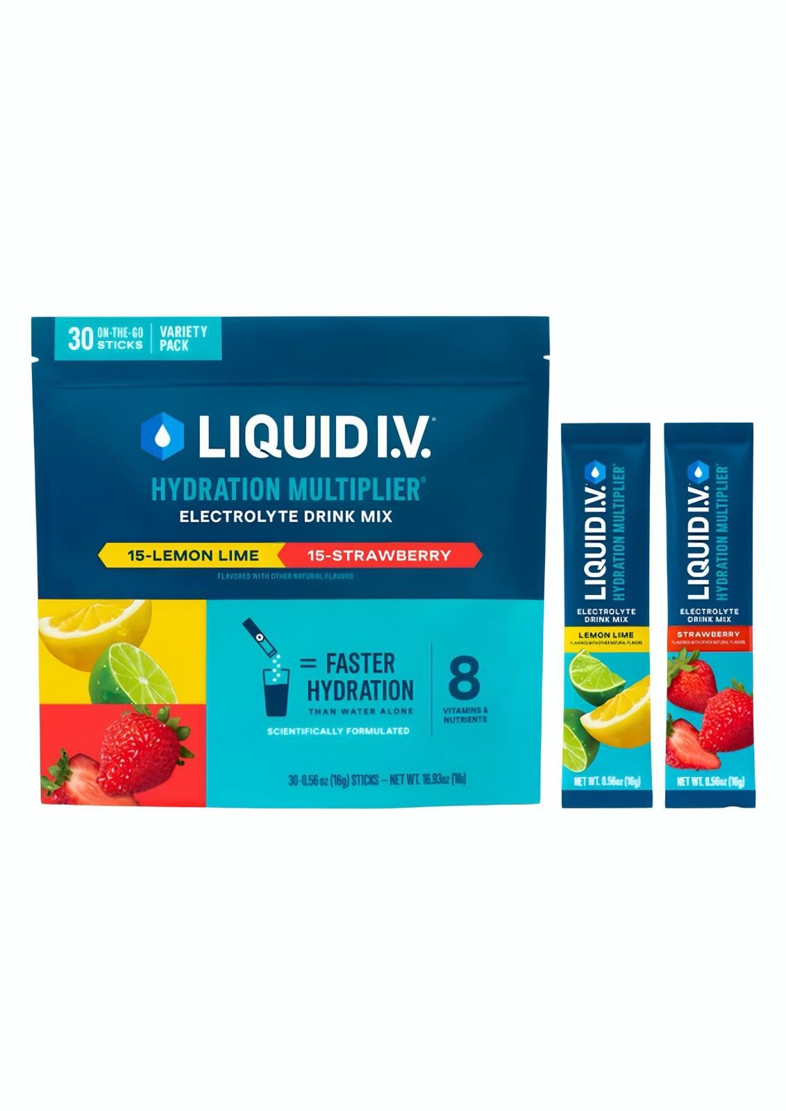 Liquid I.V. Hydration Multiplier Lemon Lime packets for quick hydration during workouts