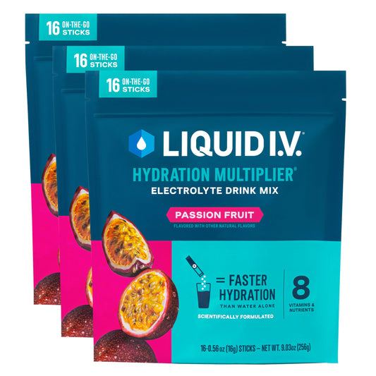 Liquid I.V. Hydration Multiplier Passion Fruit packet for on-the-go hydration