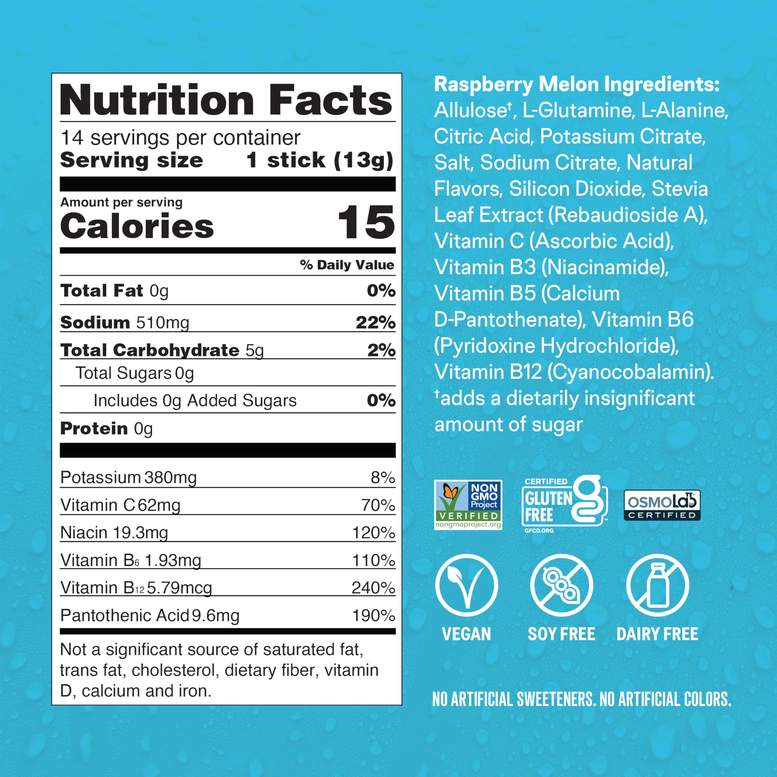 Liquid I.V. Hydration Multiplier Sugar-Free Raspberry Melon single pack for on-the-go hydration