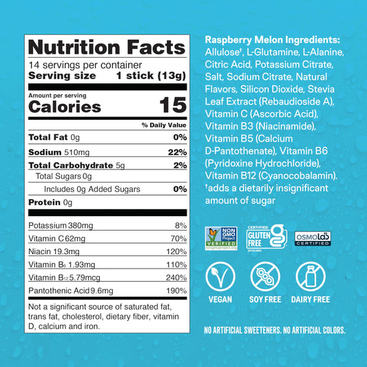 Liquid I.V. Hydration Multiplier Sugar-Free Raspberry Melon single pack for on-the-go hydration