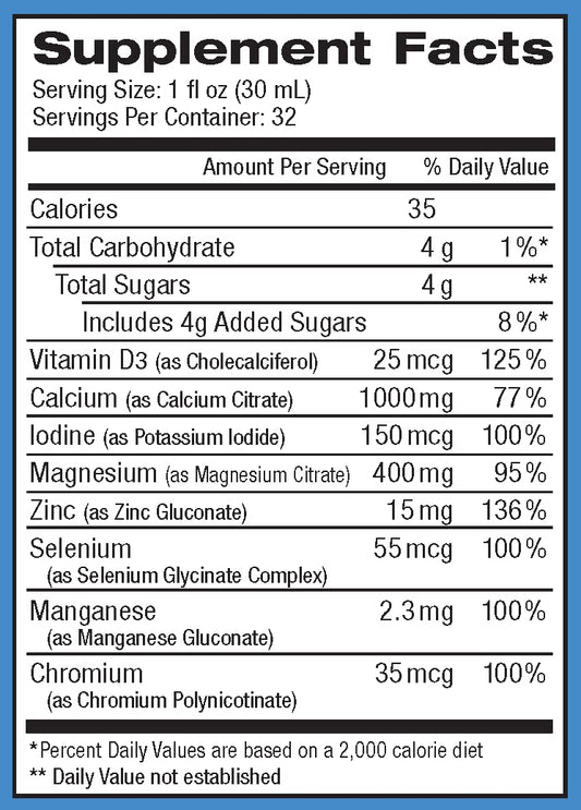 Liquid ReViva Calcium Twin Pack bottle pour, easy dosing for on-the-go wellness.