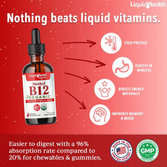 LIQUIDHEALTH B12 drops dropper for precise dosing and easy use