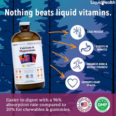 LIQUIDHEALTH calcium magnesium pour demonstrating smooth dispensing for daily use.