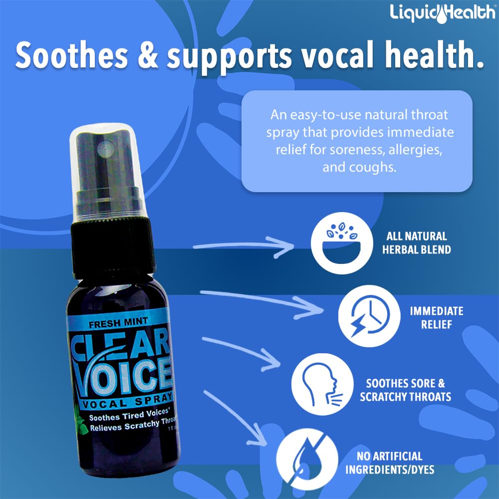 LIQUIDHEALTH Clear Voice spray mint demonstrates quick relief between songs