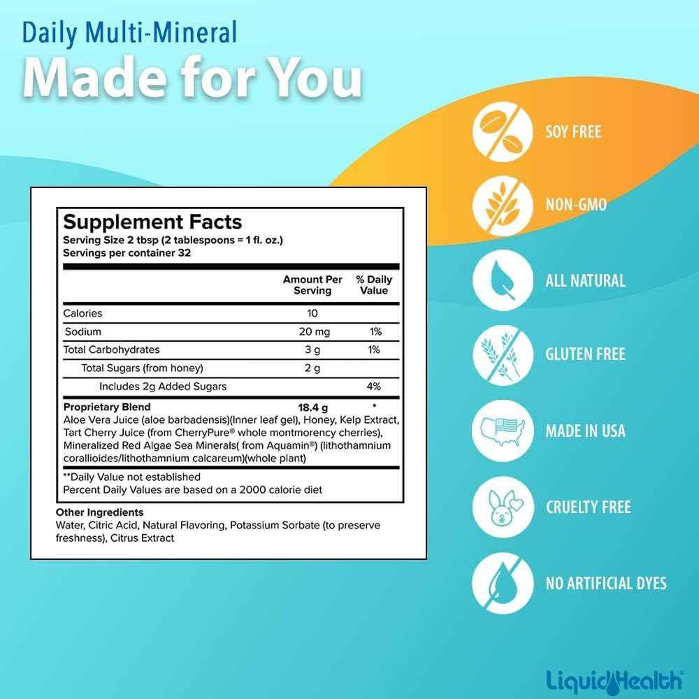 LIQUIDHEALTH Daily Multi Mineral measuring spoon image for precise 2-tablespoon serving.