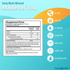LIQUIDHEALTH Daily Multi Mineral measuring spoon image for precise 2-tablespoon serving.