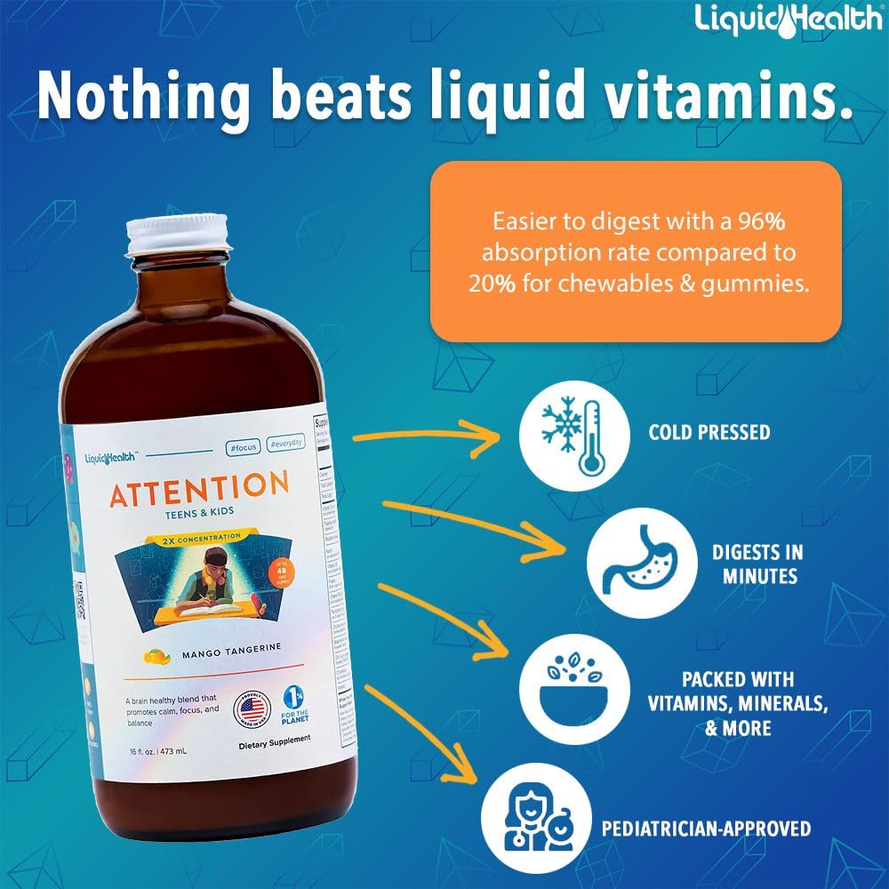 LIQUIDHEALTH flavor mango-tangerine makes vitamins tasty and easy to take.