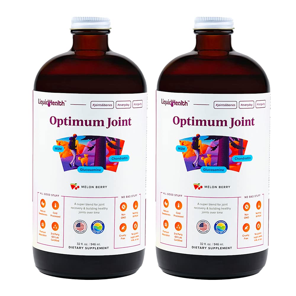 LIQUIDHEALTH Optimum Joint bottle pour for easy daily dosing and mobility support.