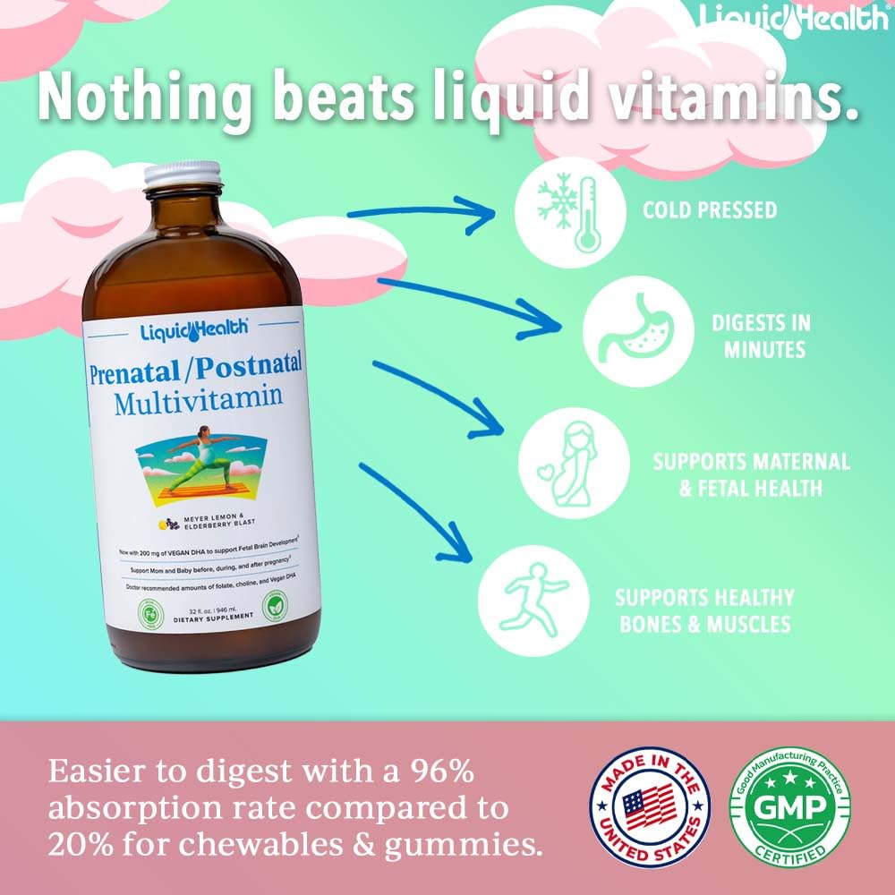 LIQUIDHEALTH prenatal measuring spoon with daily dose in use.