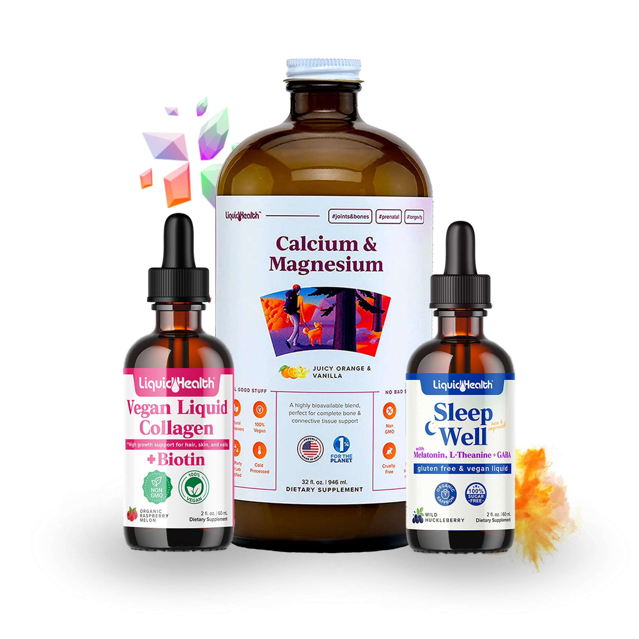 LIQUIDHEALTH Vegan Beauty Sleep Bundle packshot, showcasing USA-made quality.