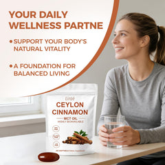 A user takes LIRAE softgels with breakfast for convenient daily wellness.