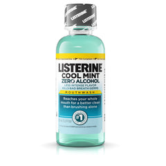 Listerine Zero Cavity bottle shows a mint flavor for a refreshing breath.
