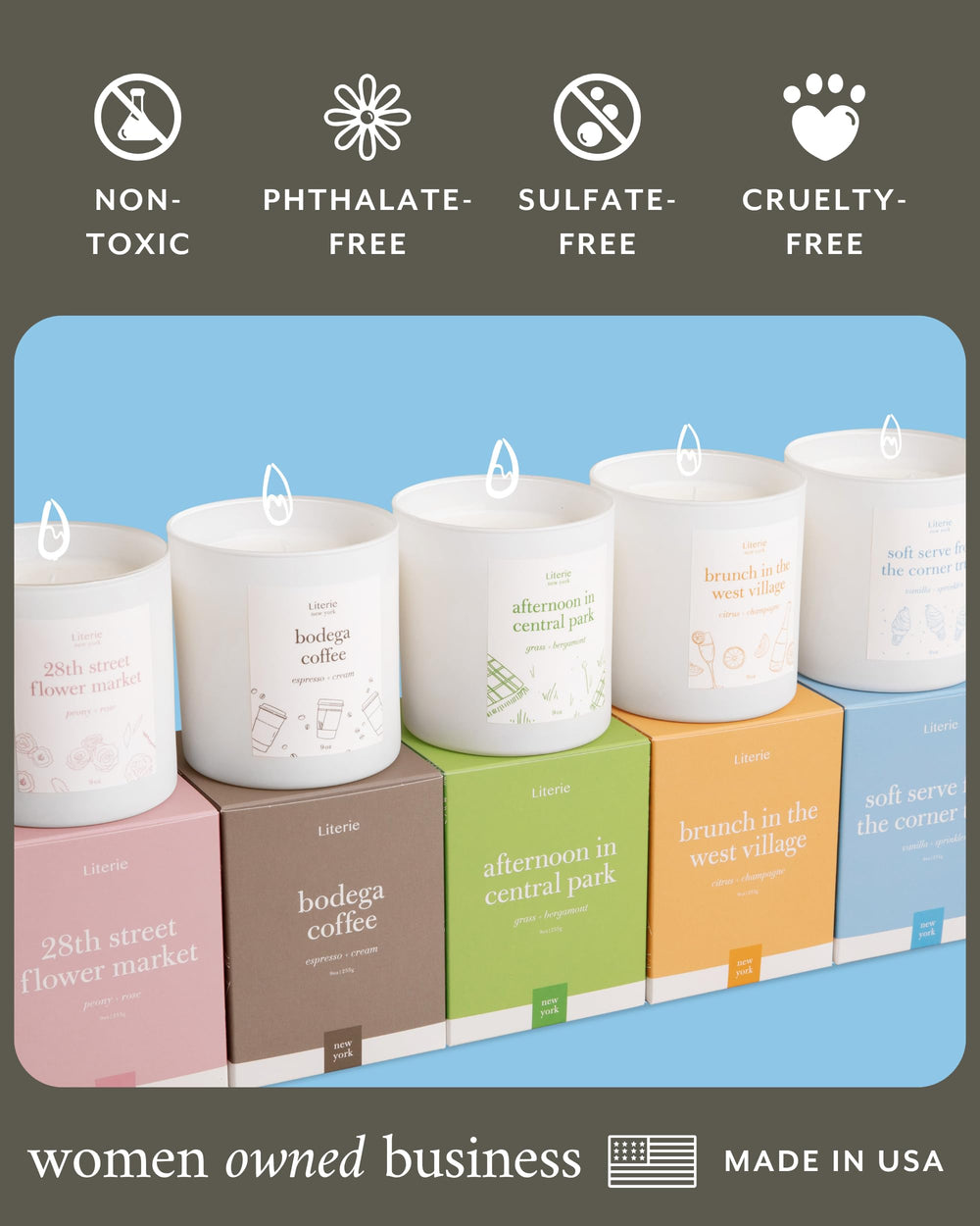 Literie 9oz candle delivers a 50-hour burn time.