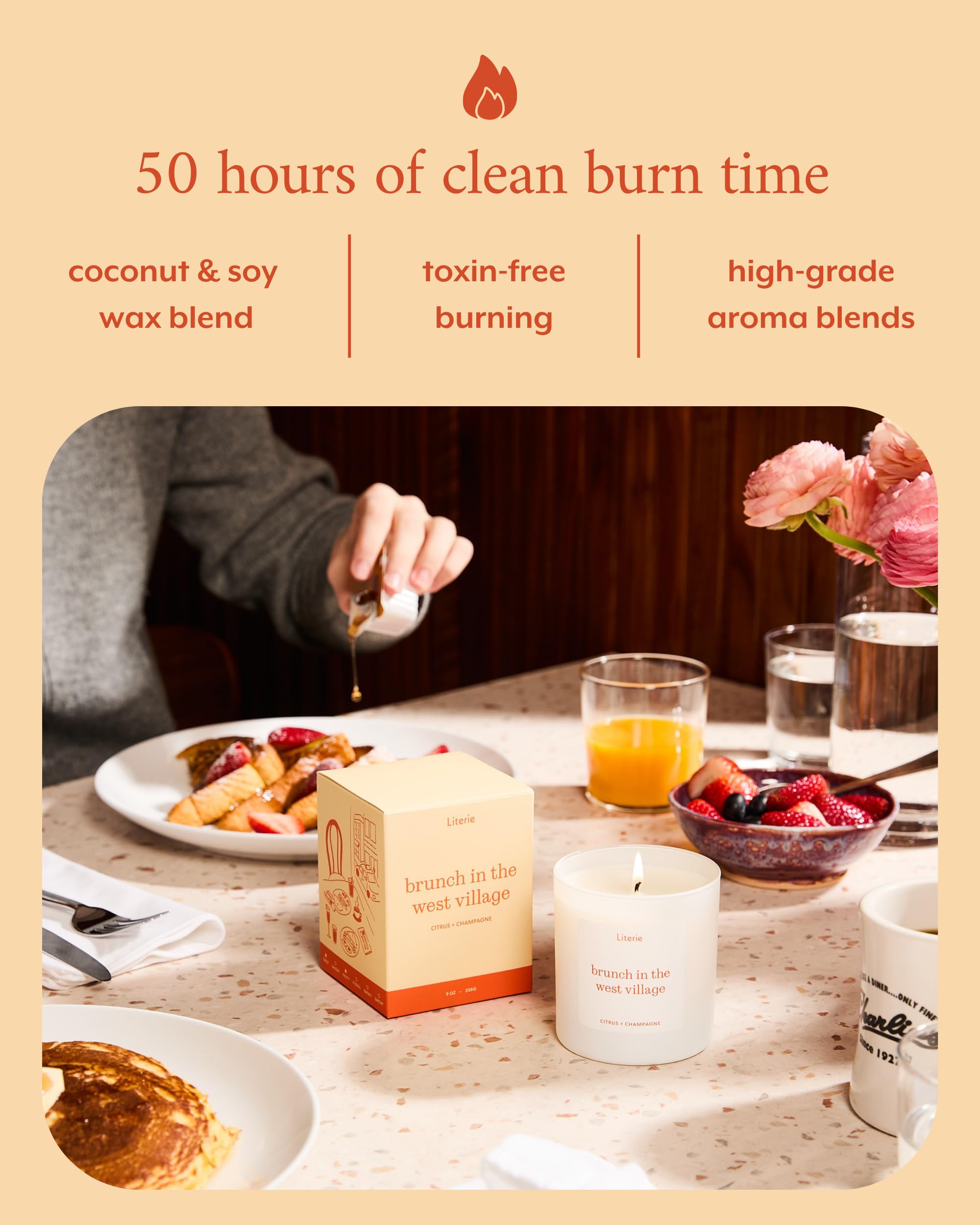 Literie NYC-inspired candle evokes city lights for relaxation and mood lighting.