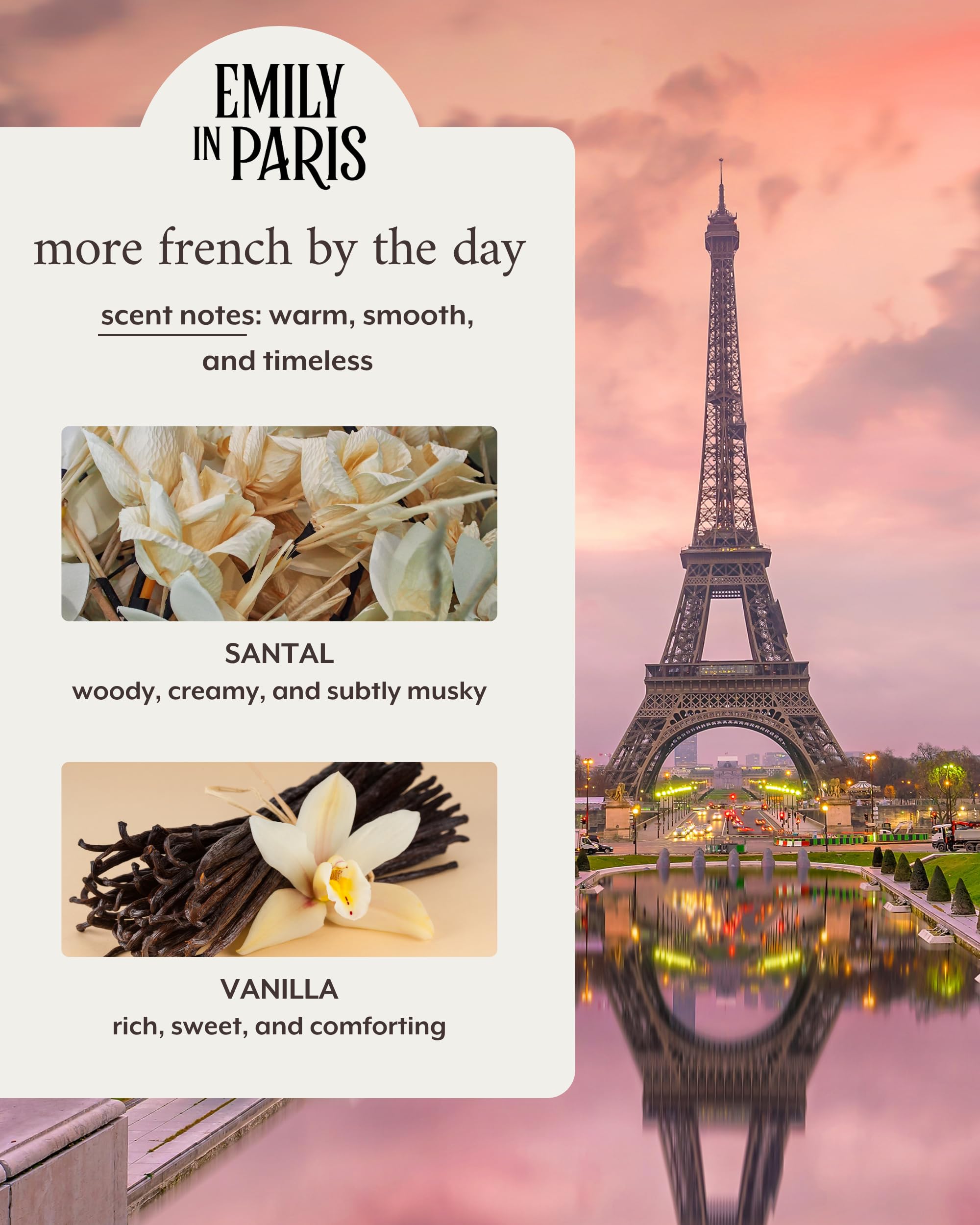 Literie Emily in Paris candle wax closeup with creamy vanilla, ideal for calm spaces.