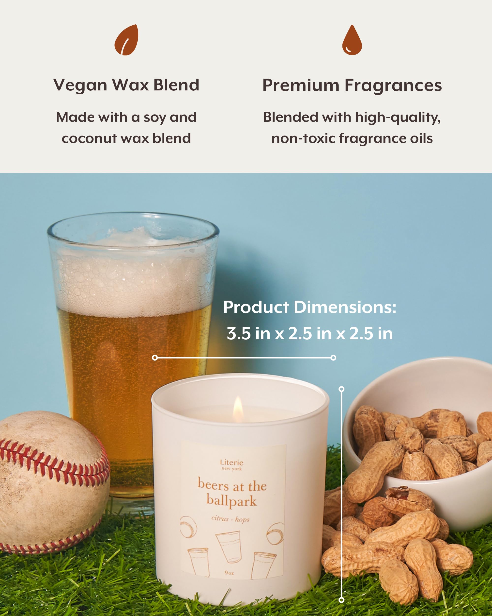 Literie candle with removable lid and glass jar for easy handling.