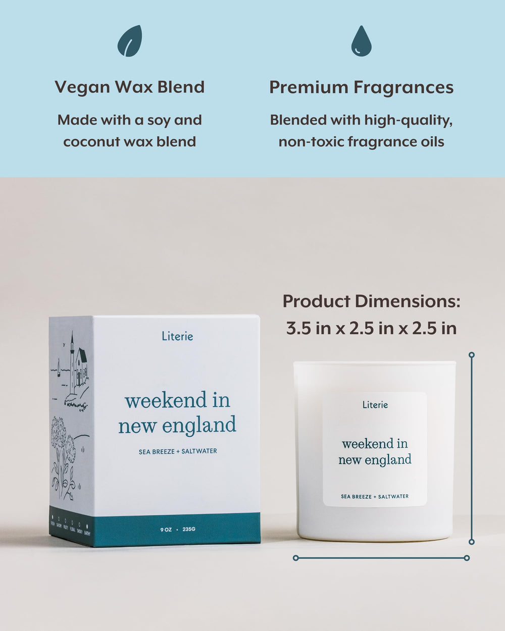 Literie vegan soy coconut wax blend offers clean, enjoyable fragrance diffusion