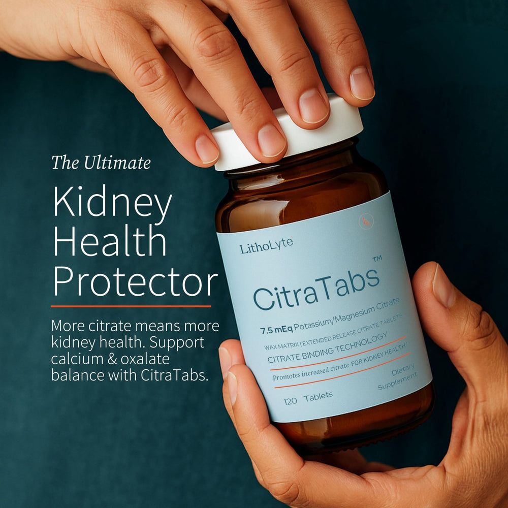 Close-up of LithoLyte CitraTabs label highlighting dosage and formula.