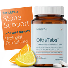 LithoLyte CitraTabs extended-release tablets in a bottle for steady citrate support.