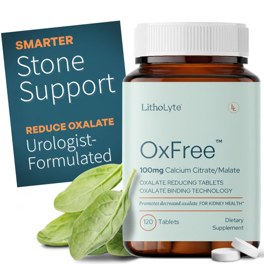 LithoLyte OxFree bottle front for easy daily oxalate management.