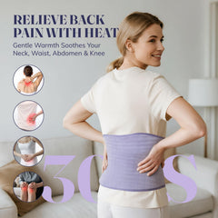 Litlisfly heating pad worn with adjustable strap for hands-free comfort.
