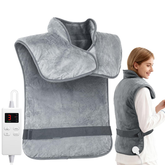LITLISFlY weighted heating pad for back, neck, and shoulder relief with moist or dry heat