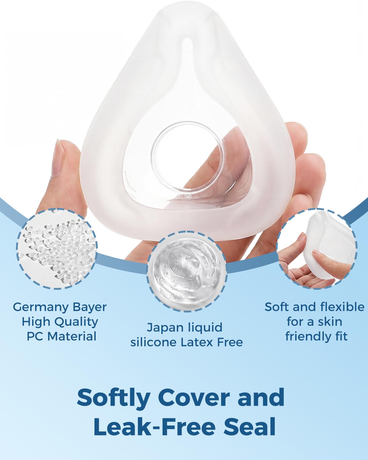 Litstone TMS Comfort cushion, latex-free silicone, cushions softly for restful sleep.