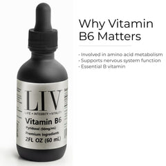 LIV vitamin B6 liquid drops for energy metabolism and nervous system support.