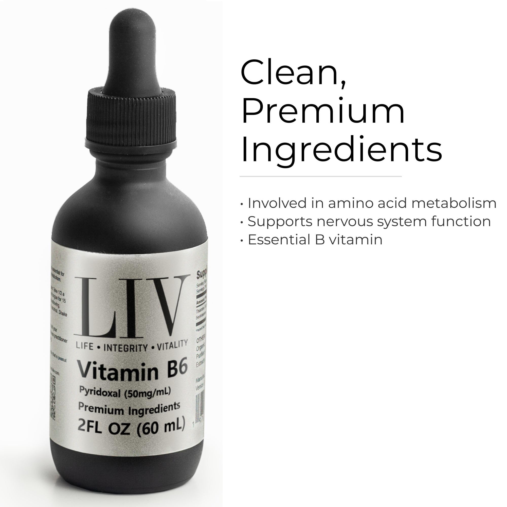 LIV liquid drops highlighting flexible dosing and sublingual use.