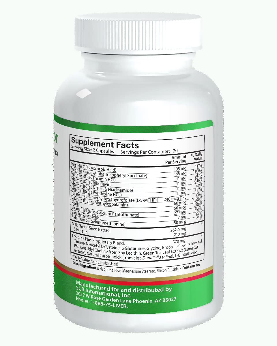Milk thistle silymarin focus in Livatone Plus for liver cell support.