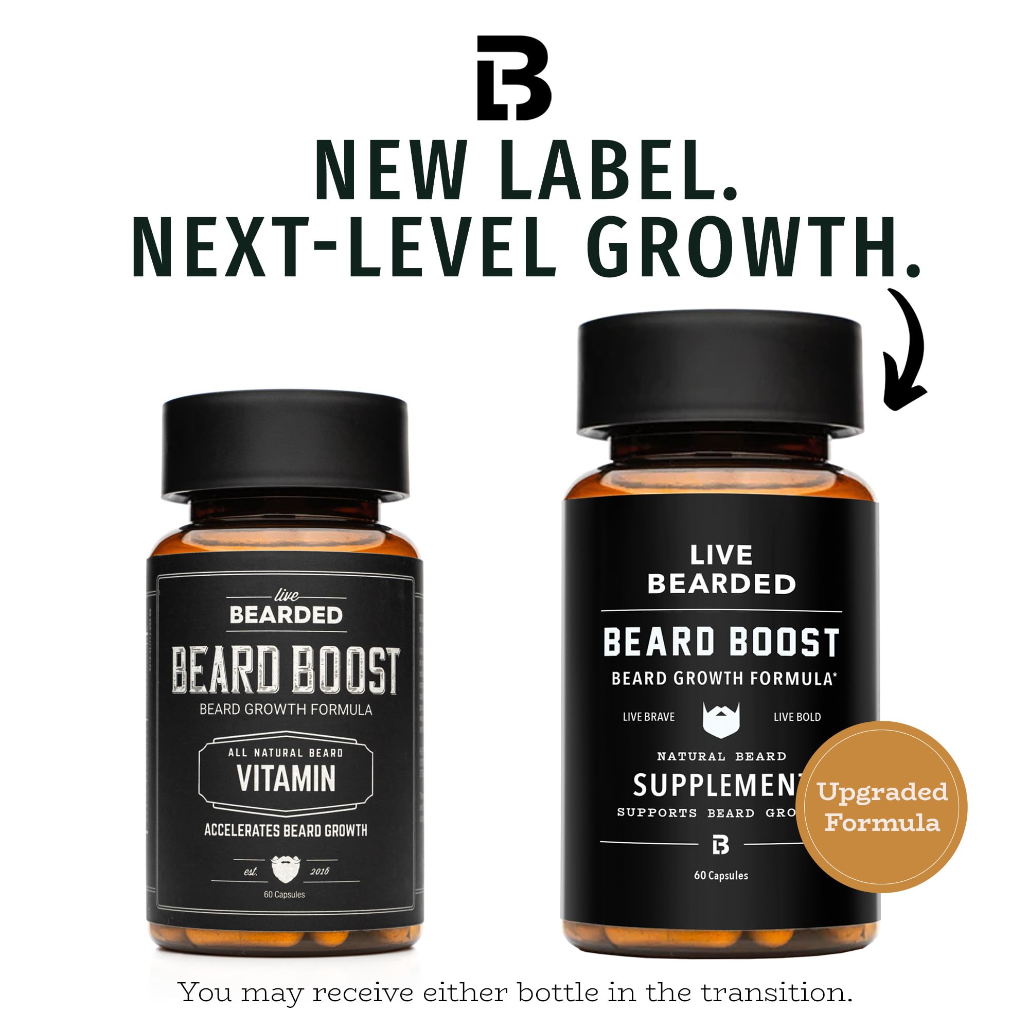 Packaging box for Live Bearded Beard Boost highlights premium quality